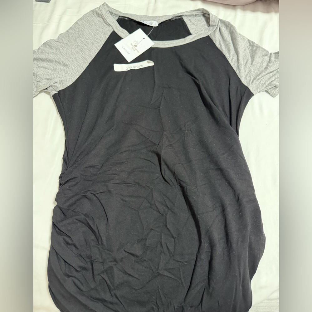 Laclef Black & Gray Raglan Maternity t-shirt